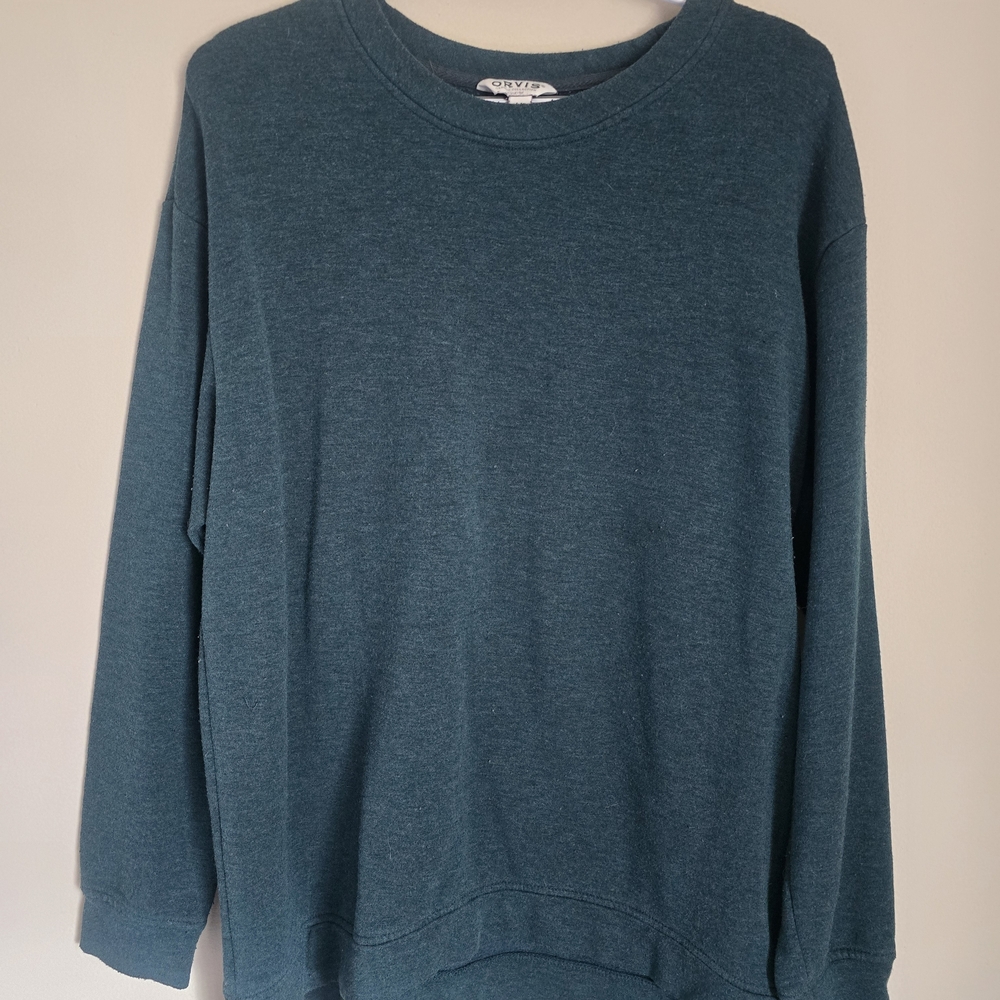 Orvis Men's Teal-Blue Crewneck Sweater